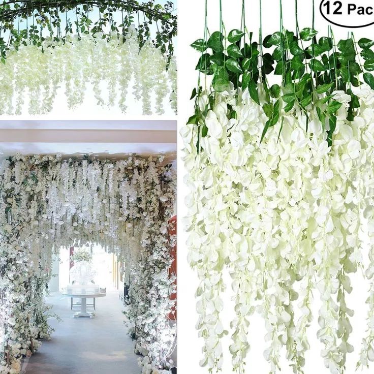 Diskon Irit   1 Lusin12 pcs  WISTERIA GANTUNG JUMBO  Bunga Wisteria Besar warna Putih