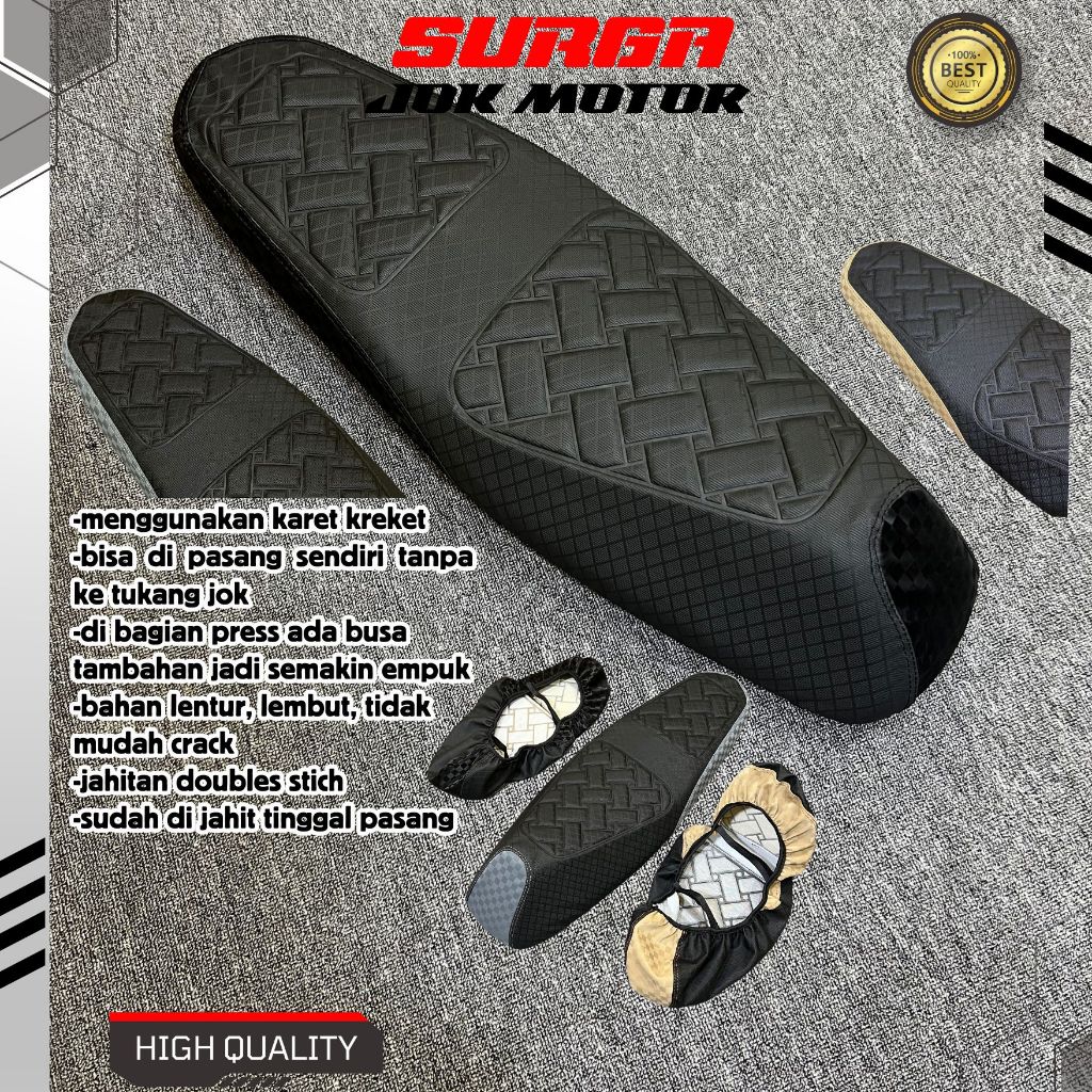 Sarung Jok Kulit Jok motor / Sarung Jok Motor  Model 𝗖𝗮𝗳𝗲𝗿𝗮𝗰𝗲𝗿 Pelindung Jok Motor (PAKAI KARET) Bea