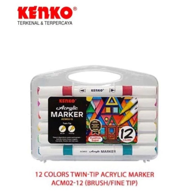 

12 COLORS TWIN-TIP ACRYLIC MARKER KENKO
