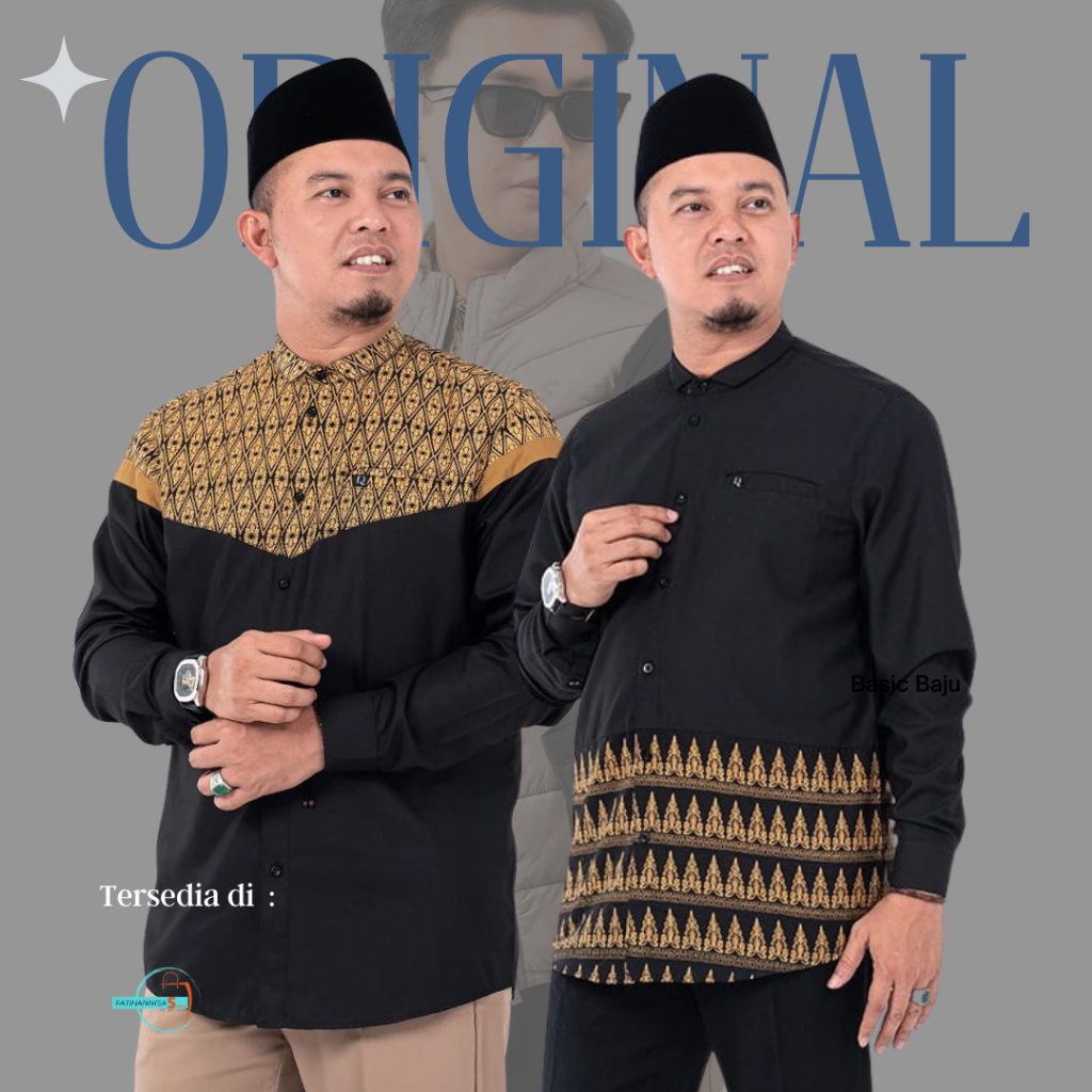 Fadkhera x Ust Lukman Hakim Pontianak Baju Koko Modern Pria Dewasa Lengan Panjang Warna Hitam Elegan