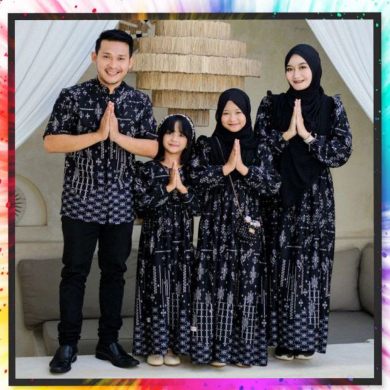 KECIL M - SUPER JUMBO 5XL SARIMBIT SET KELUARGA SERAVINA MALIKA SILKY MAXMARA PREMIUM HITAM BLACK SA