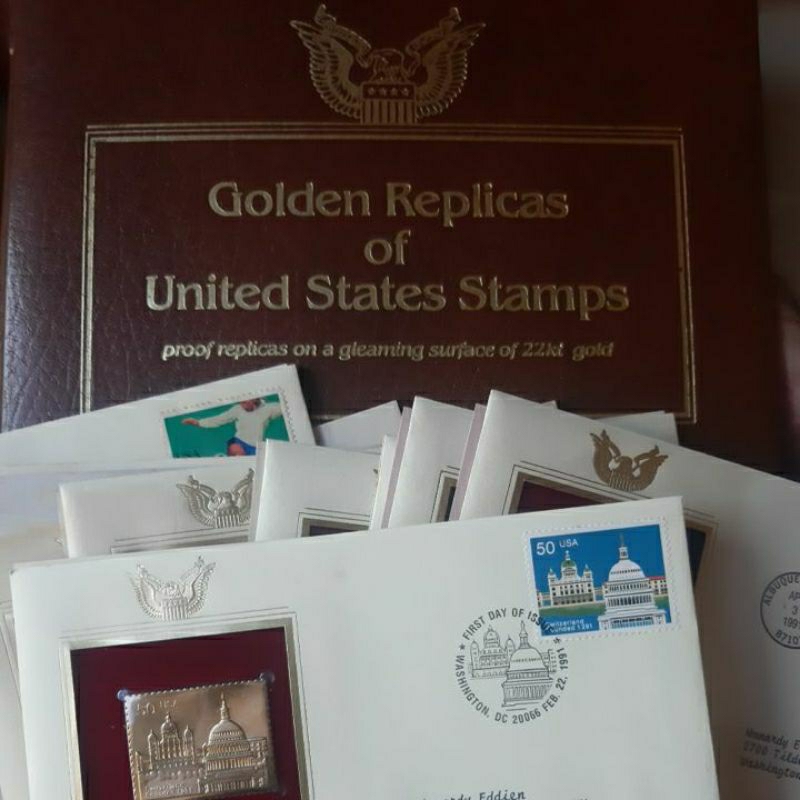 

Perangko USA FDC Golden Replica sampul 1 prangko lapis emas 22 karat