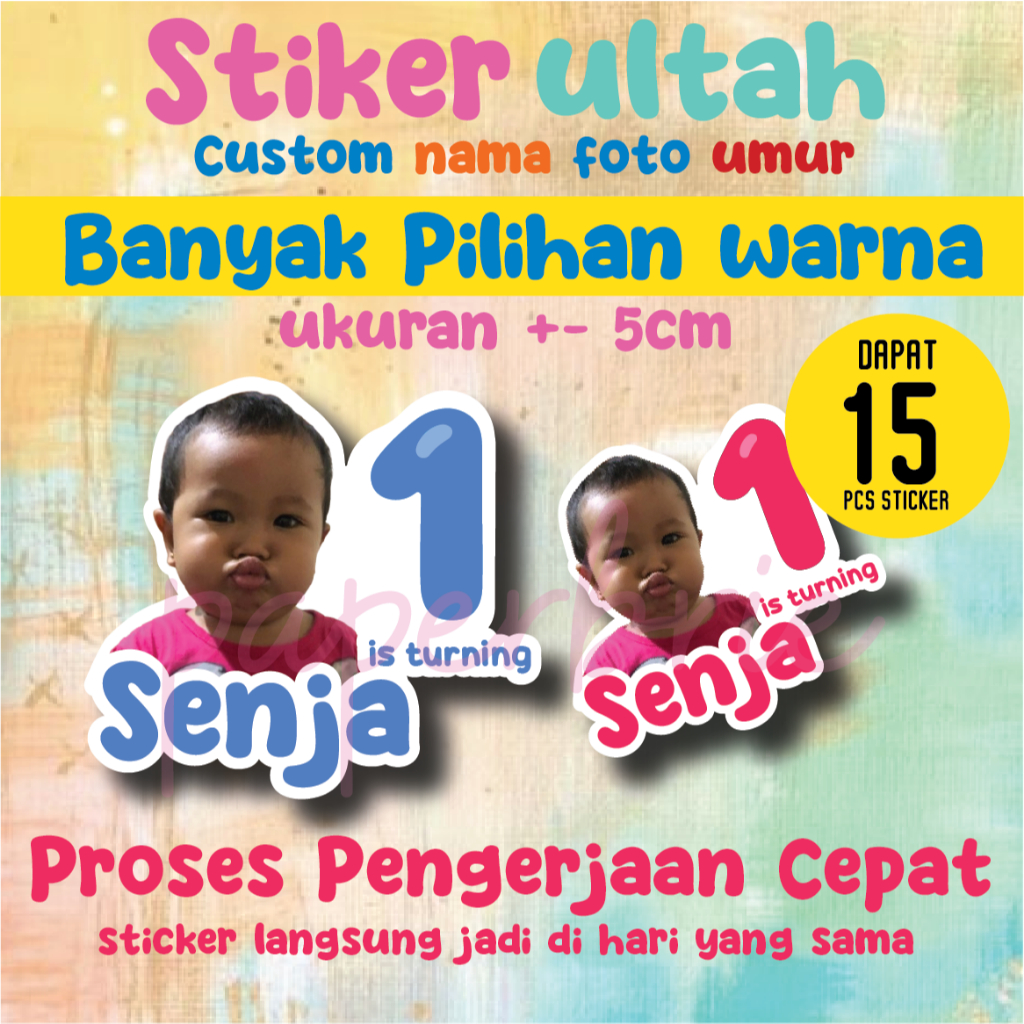 

Sticker Ulang Tahun Anak [ SWEETY ] FOTO CUSTOM Sticker Bento Birthday Sticker Anak souvenir