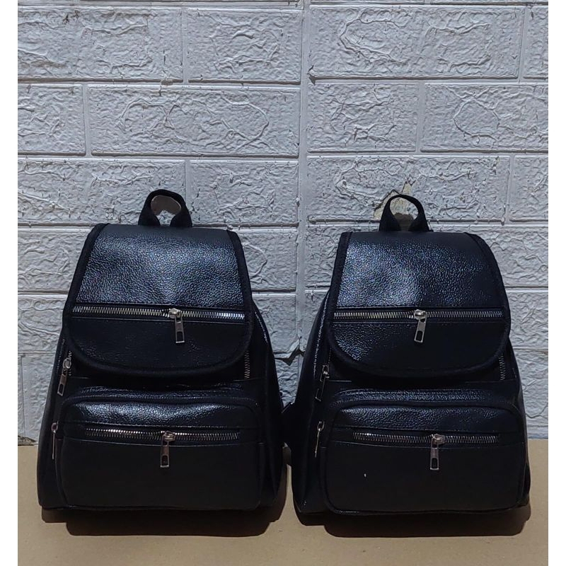 TAS RANSEL WANITA, RANSEL WANITA BAHAN KULIT SINTETIS MOTIF KULIT JERUK