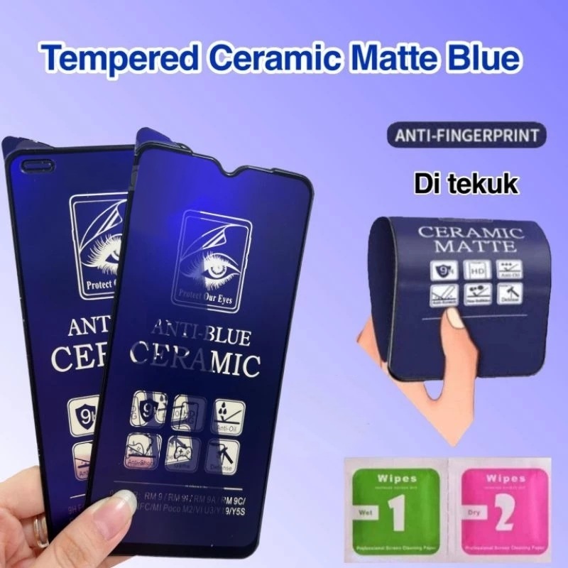 TEMPERED GLASS CERAMIC BLUE OPPO F9 / F9 PRO ANTI RADIASI ANTI PECAH