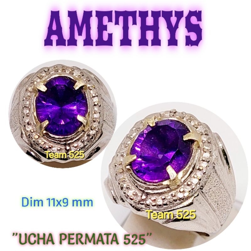Cincin kecubung ungu tua super kristal model cutting terbaru mixcut / amethyst quartz / cubung asiha