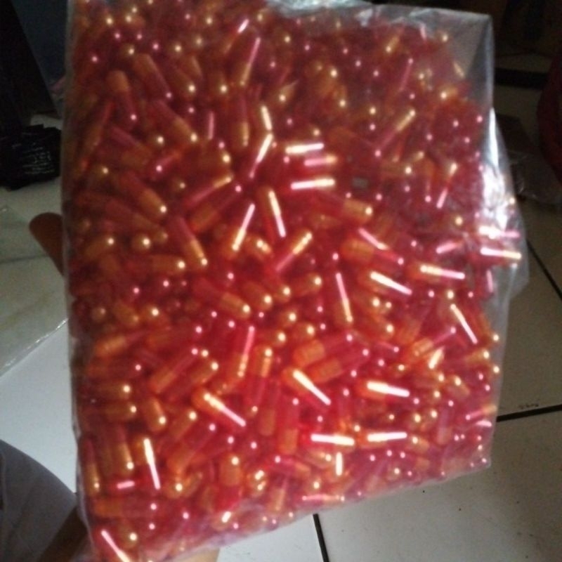 Kapsul Kosong No 0 Oren Merah Metalik Isi 1000 Kapsul