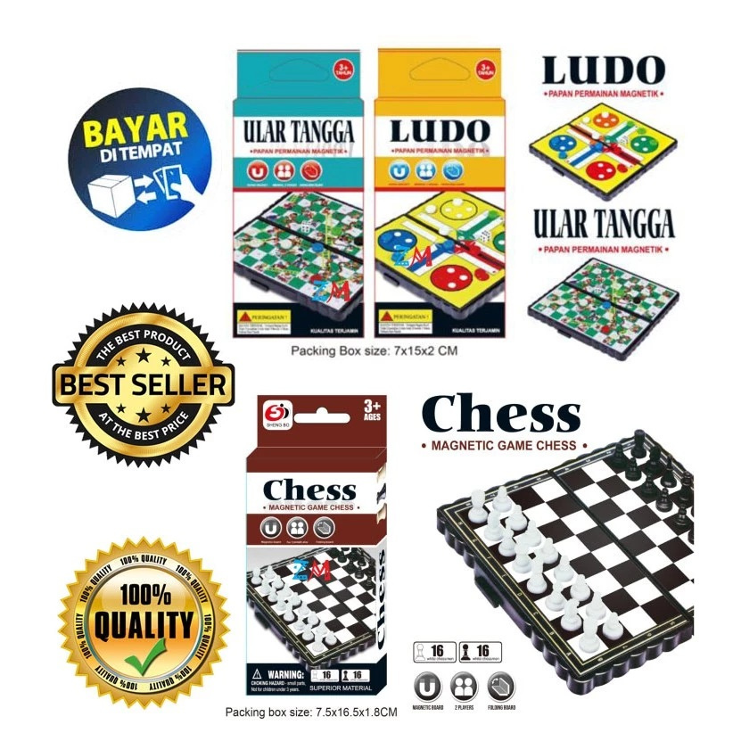 Mainan Anak Papan Magnet Catur - Ludo - Ular Tangga - Board Game