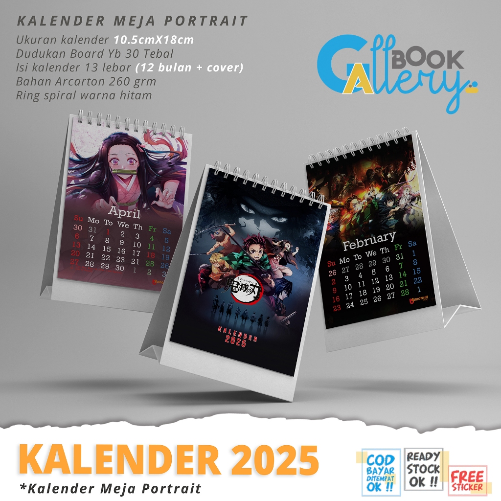 

Kalender Meja dan Kalender Dinding Murah Tahun 2025 Anime Kimetsu No Yaiba Special Free Stiker