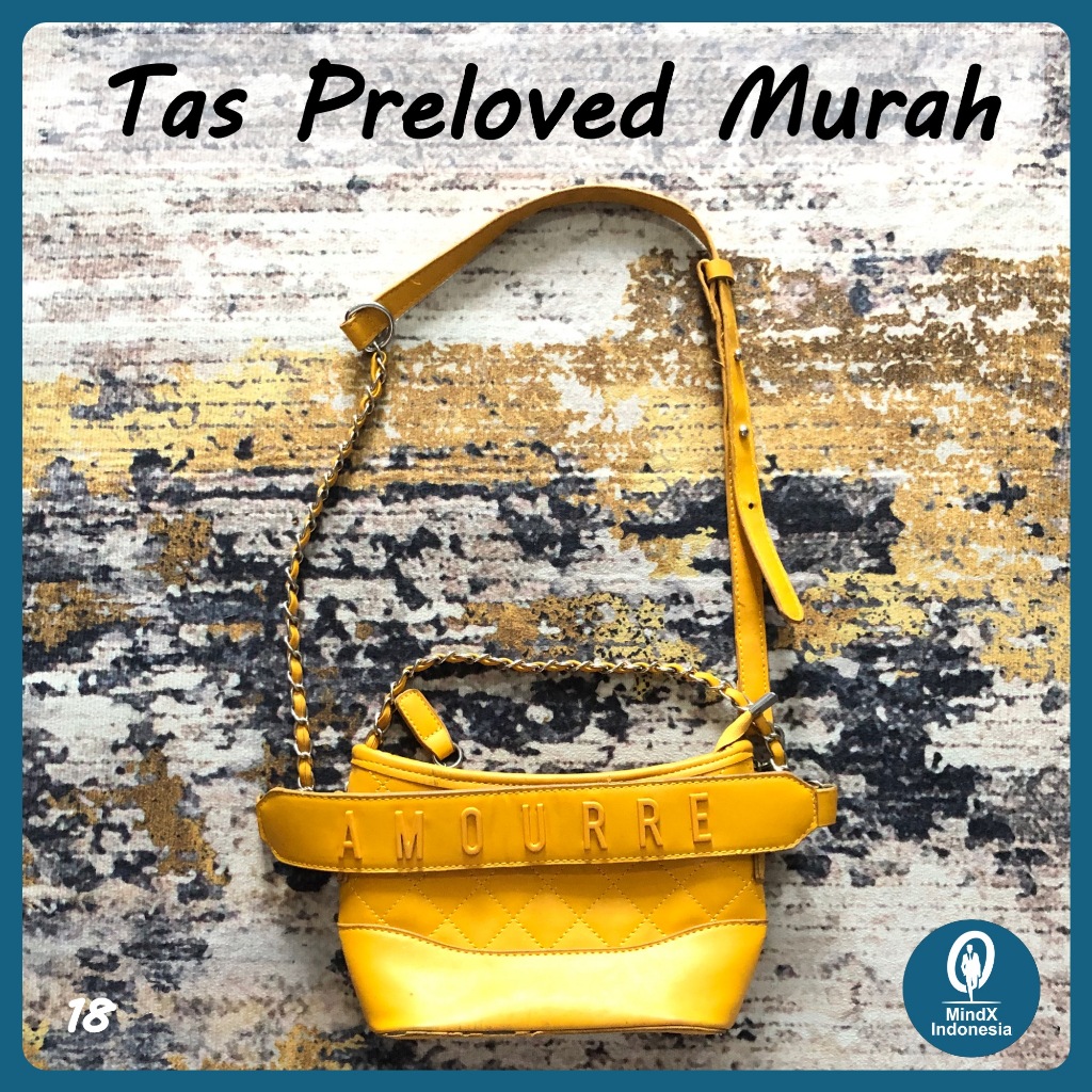 Tas Wanita Preloved 18 Merk AMOURRE Warna Kuning Amber (Preloved/Second/Bekas) Non Original