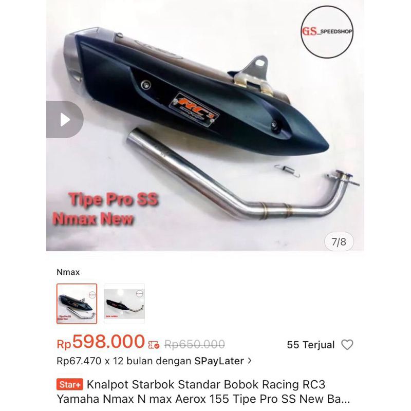 Knalpot Starbox Standart Bobox Racing RC3 Yamaha NMAX