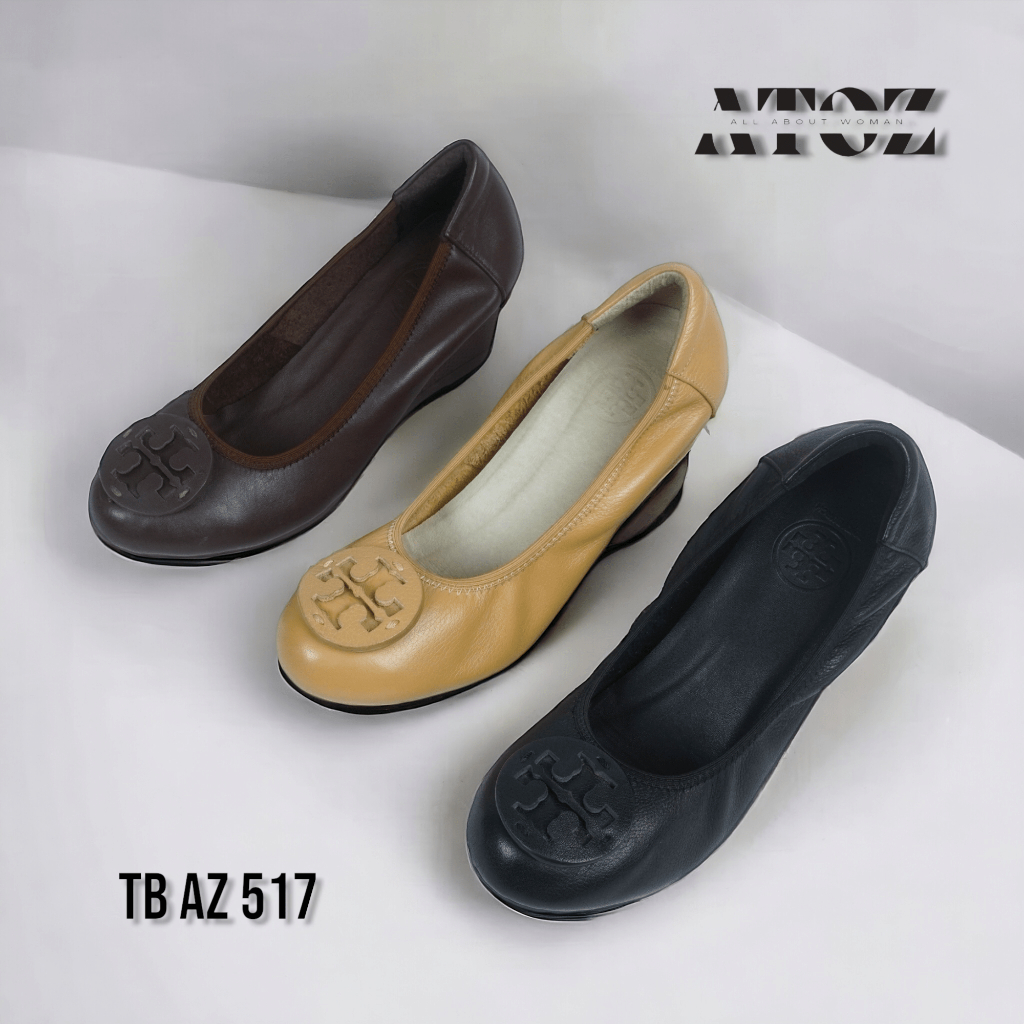 TORY TB Sepatu Wedges Wanita 7 cm AZ 517 Free Box Kulit Original Import Premium New Logo Woman