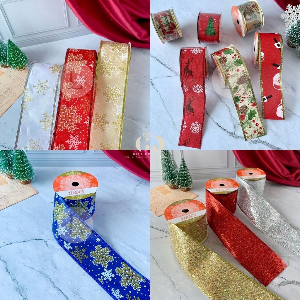 

Pita Glitter Natal / Pita Roll Kawat Aksesoris Hampers Dekorasi Pohon