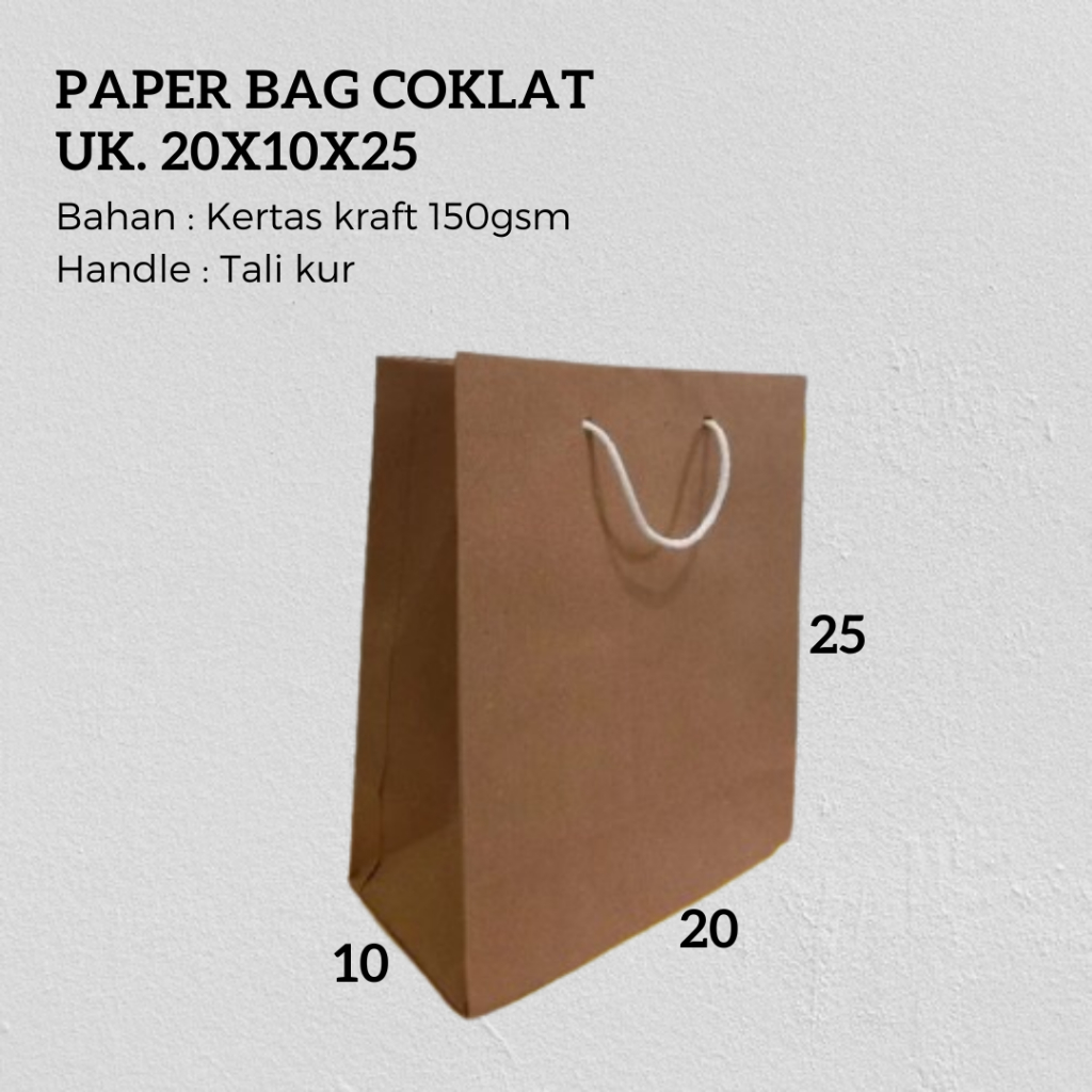 

Paper Bag Coklat 20x10x25 | Tas Kertas | Paper Bag Polos