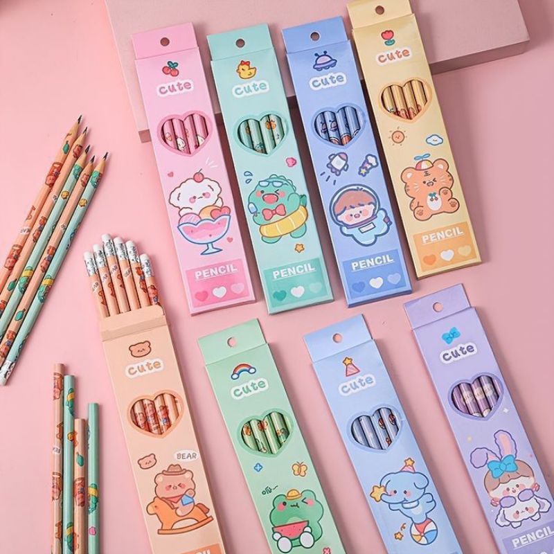 

Cute 12pcs/Kotak Pensil 2B Cute Pensil Alat Tulis Sekolah 1 Pack