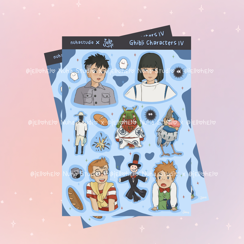 

Sticker by jellohelo | Film Ghibli ver 4 The Boy & The Heron, Mahito, Warawara, Heron, Spirited Away, Haku, Susuwatari, Ushioni, Howl's Moving Castle, Markl, Hoshi no ko / Star Children, Turnip Head, Kiki's Delivery Service, Tombo | Aesthetic Sticker Este