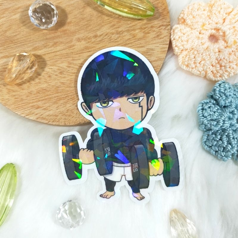 

Sticker Hologram Brokenglass Fanmerch Mashle Mash Original Fanart by Merch Trove