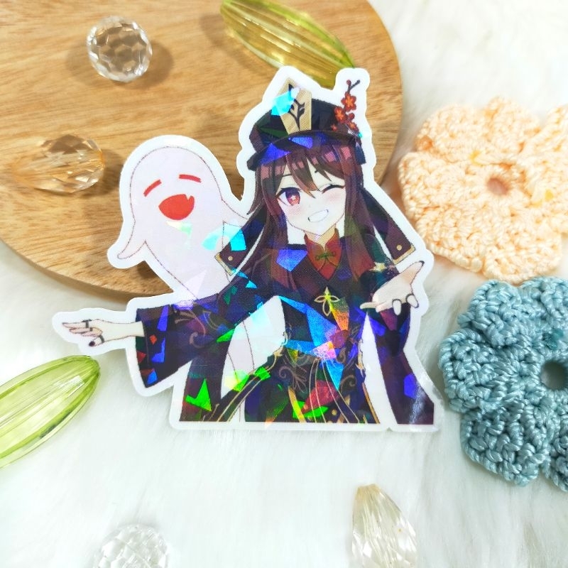 

Sticker Hologram Brokenglass Fanmerch Hu Tao Genshin Impact Original Fanart by Merch Trove