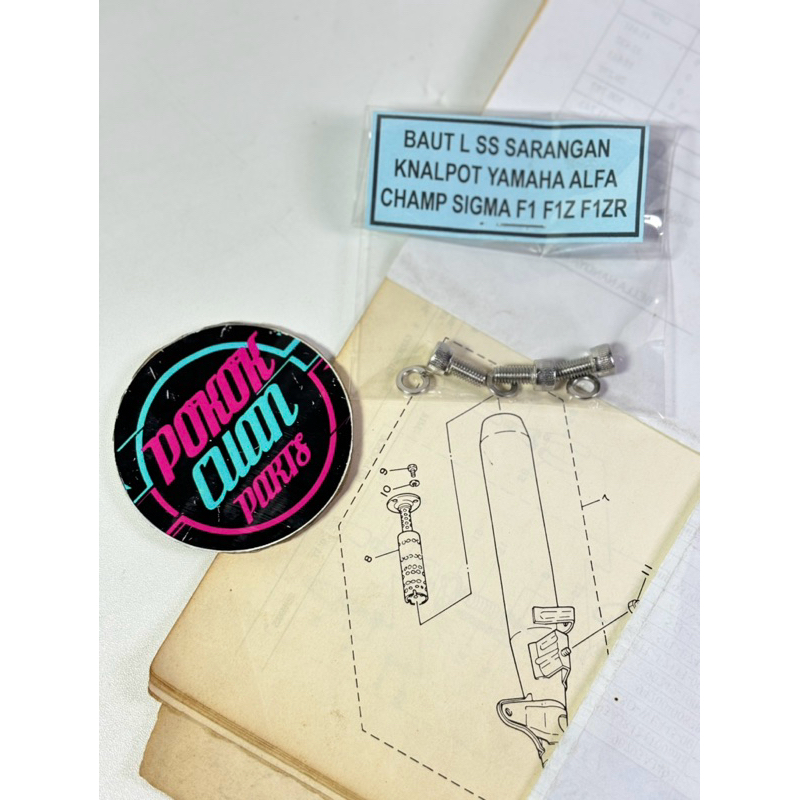 Baut L stainless sarangan saringan knalpot Yamaha ALFA CHAMP SIGMA FORCE 1 F1Z F1ZR