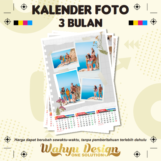 

KALENDER DINDING 2025 - FREE FOTO - 3 BULANAN (4 lembar + Free Klem Seng)