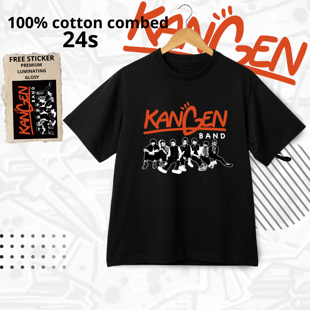 kaos, Kangen Band, bahan cotton combed knitto 24s sablon DTF grade A custom Pendek Oblong Dewasa Tsh