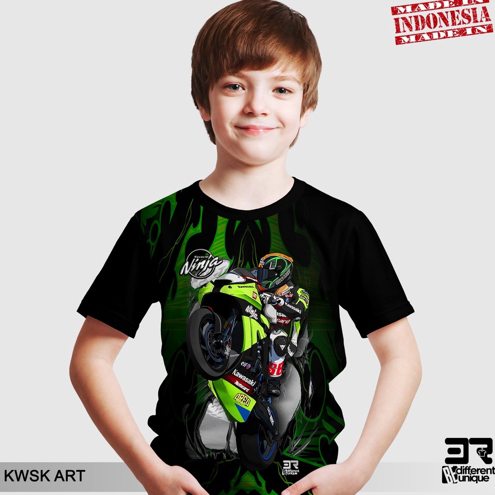 Murah Khusus  COD  BAYAR DI TEMPAT  KAOS DISTRO PRINTING ANAK ANAK GAMBAR MOTOR SPORT KAWASAKI NINJA