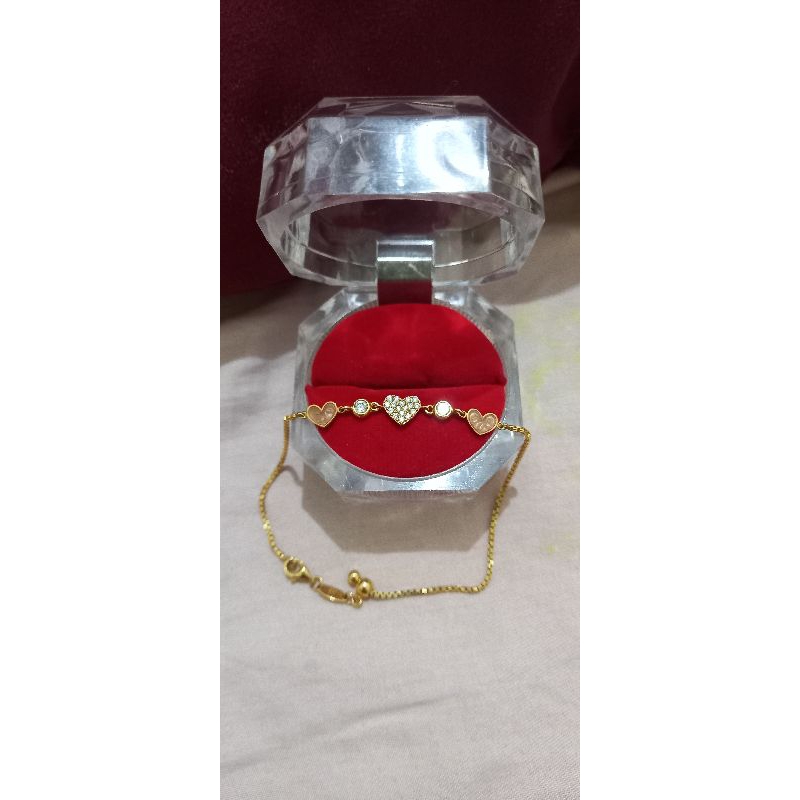 Gelang Serut Love Pink emas asli 375 kadar 8k