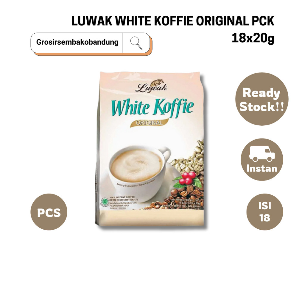 

LUWAK WHITE KOFFIE ORIGINAL PCK 18x20g - 1 Pck - Kota Bandung