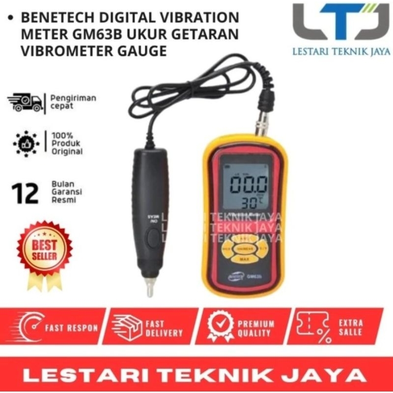BENETECH Digital Vibration Meter GM63B Ukur Getaran Vibrometer Gauge