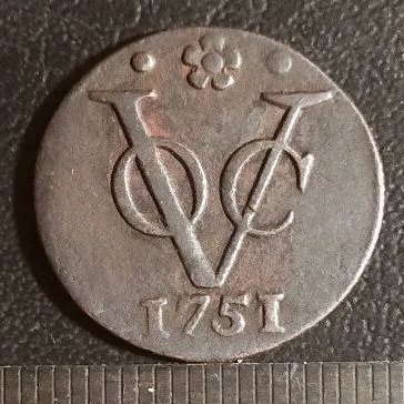 #15.VK. UANG KUNO / KOIN KUNO VOC BELANDA HOLLANDIA 1 DUIT TAHUN 1751