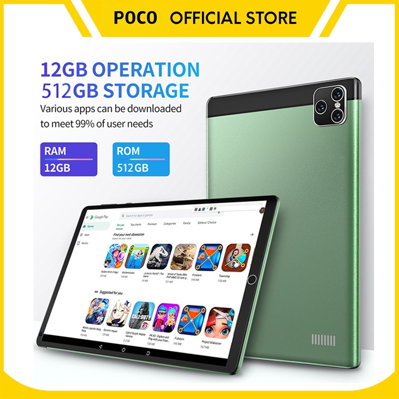 【Bisa COD】XIAOMI POCO S11 2024 Tablet PC Asli Baru  SiPddd Air 5 12GB + 512GB Tablet Android 10.1inc