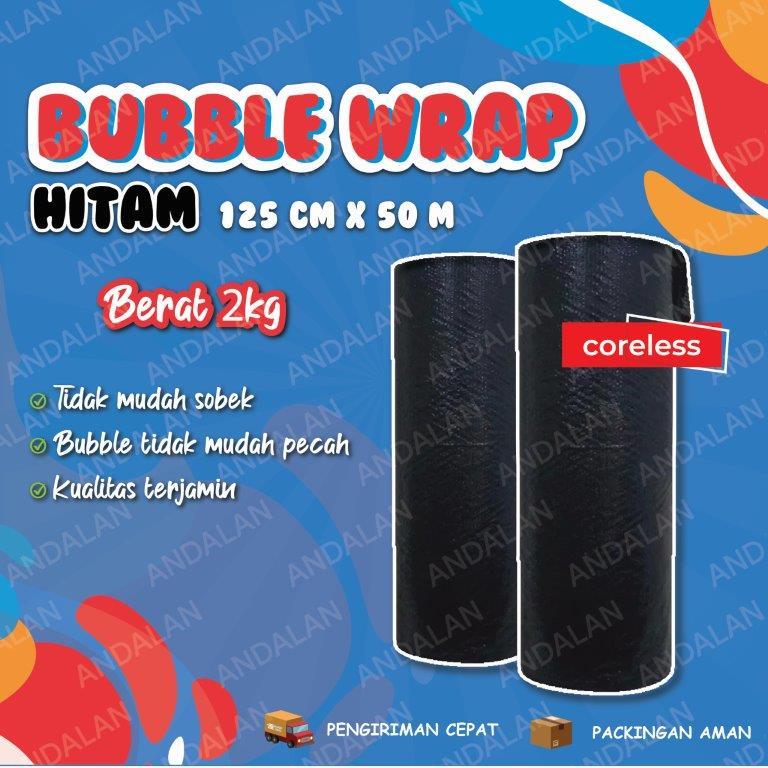 

Bubble Wrap Roll Hitam 125cm x 50m berat 2kg Coreless