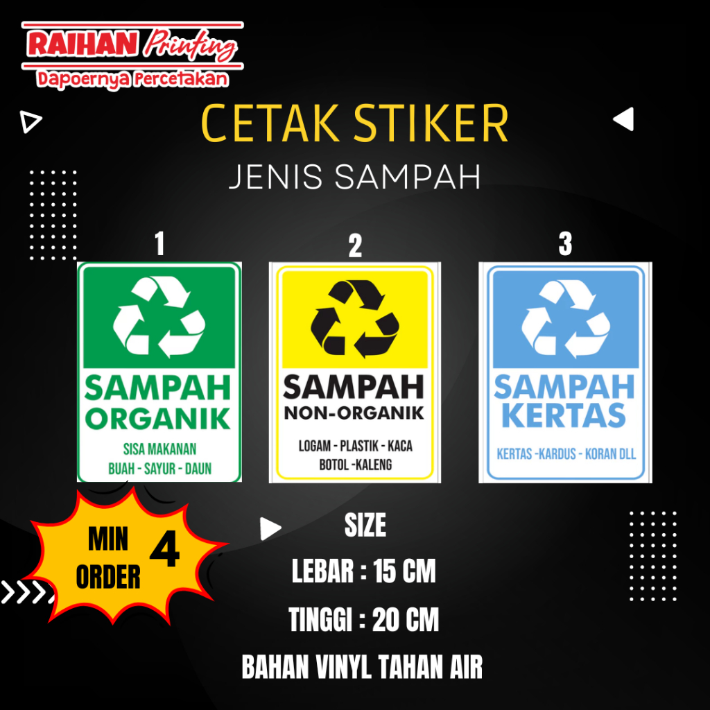 

CETAK STIKER JENIS JENIS SAMPAH, BAHAN PREMIUM TAHAN LAMA DAN TAHAN AIR