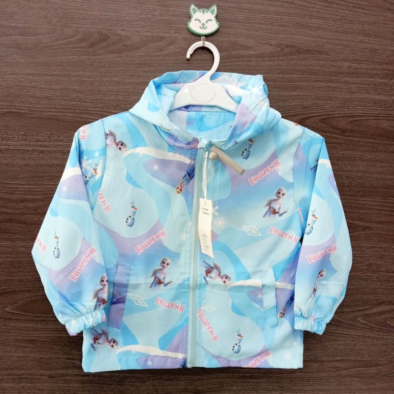 jaket anak perempuan 3 sampai 12 tahun parasut karakter lucu motif Frozen terbaru 2024