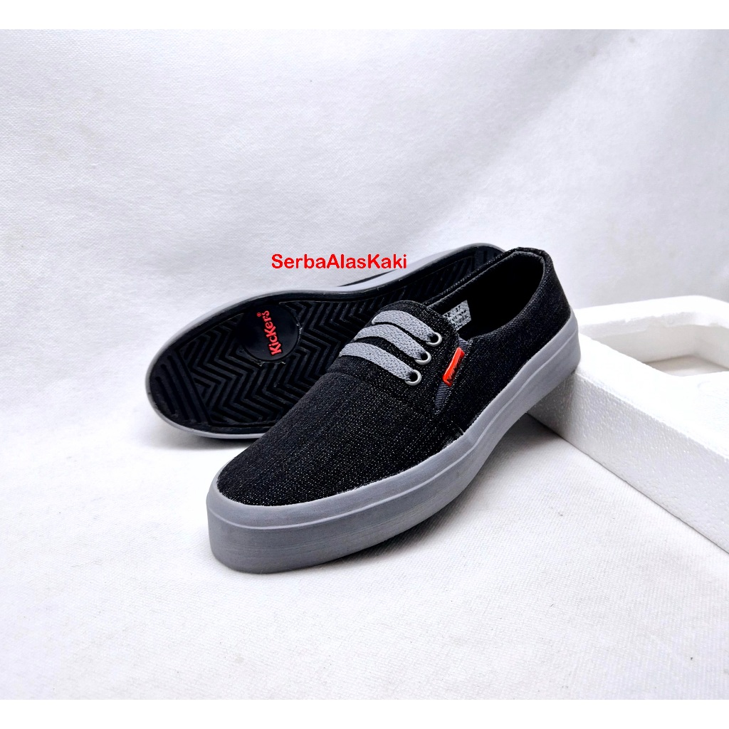 Terbaru Sepatu Wanita Slip On Kanvas Motif Jeans/Sepatu Slip On Kanvas Kc010 Jeans