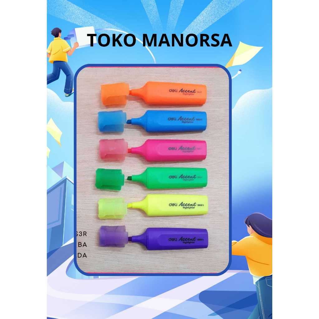 

DELI HIGHLIGHTER S621 STABILO PEWARNA PENANDA TULISAN PINK UNGU KUNING BIRU