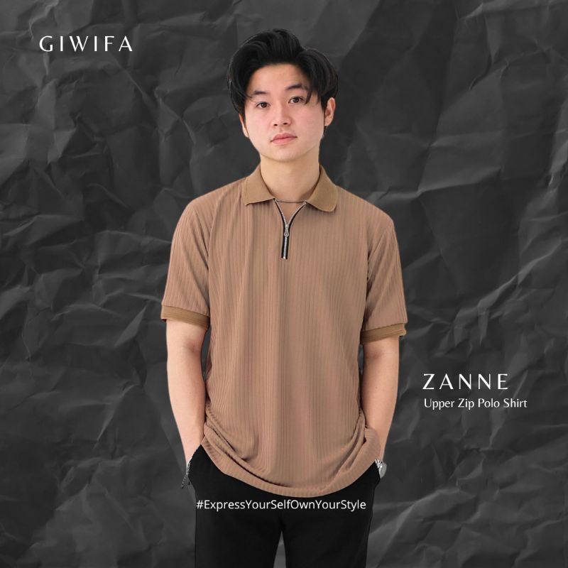 Giwifa - ZANNE Upper Zip Polo Shirt - Polo Shirt Pria - Kaos Polo Pria - Polo Shirt - Baju Polo Pria