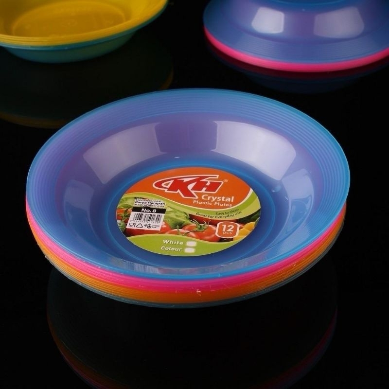 <1 LUSIN> PIRING PLASTIK CRYSTAL 6" KH PIRING LEPEK KECIL