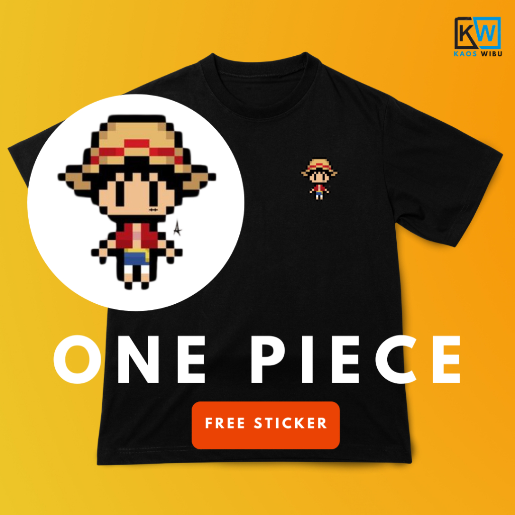 Kaos One Piece Pixel Art - kaos wibu Anime Game retro Luffy Zorro Chopper Sanji Nami kaos minimalis,
