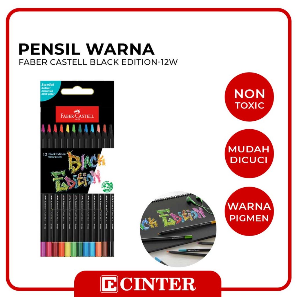 

FABER CASTELL - PENSIL WARNA / PENCIL COLOUR BLACK EDITION 12 WARNA