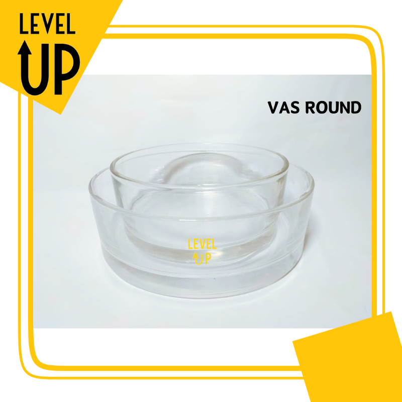Vas Bunga Bulat / Vas Kaca Bening Bulat / Round Glass Vase / Vas Kaca Silinder / Wadah Bulat Kaca