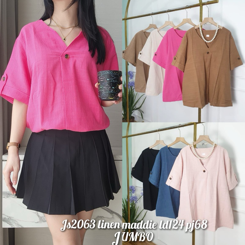 blouse / blus / atasan wanita LD124 jumbo bahan linen js2063