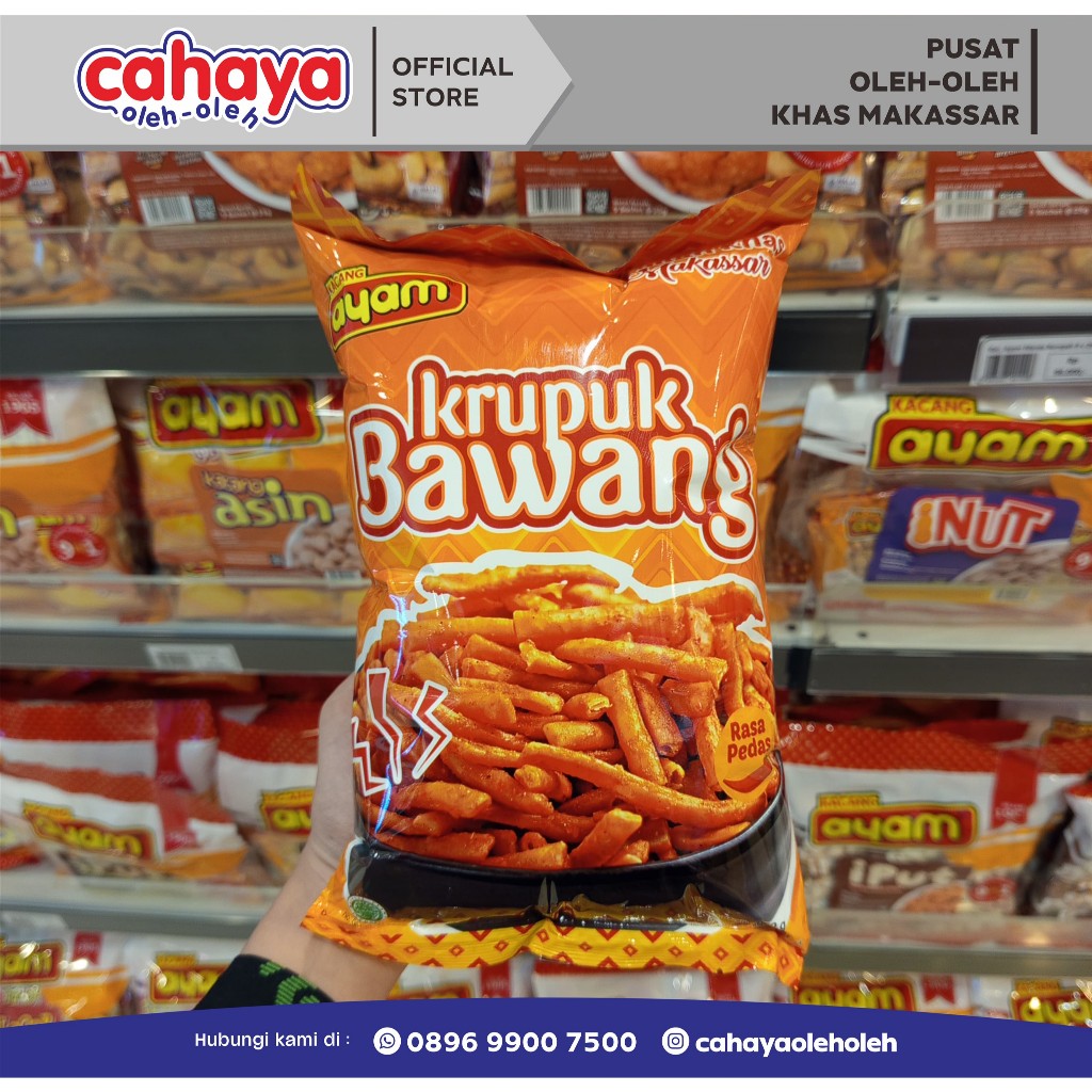 

Krupuk Bawang Pedas / Stik Bawang Ayam Cahaya Oleh Oleh Makassar 450gr