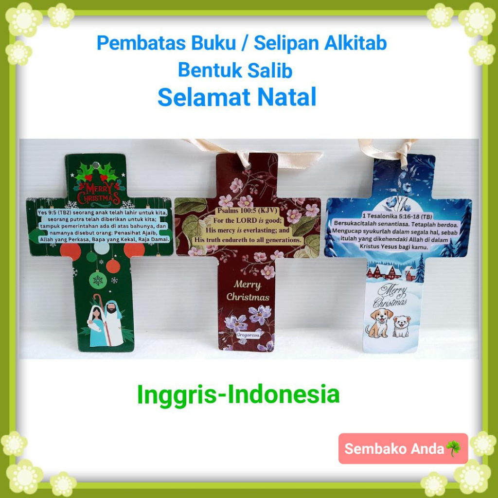 Selipan buku Ayat Alkitab. Bentuk Salib. Selamat Natal Paskah Kebangkitan Yesus., dll. Bookmarks. Pe
