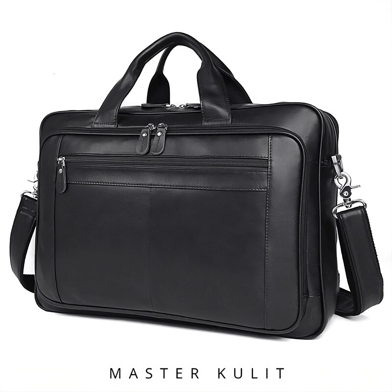Tas Kerja Laptop Kulit Sapi Asli Hitam Terlaris Untuk Pria