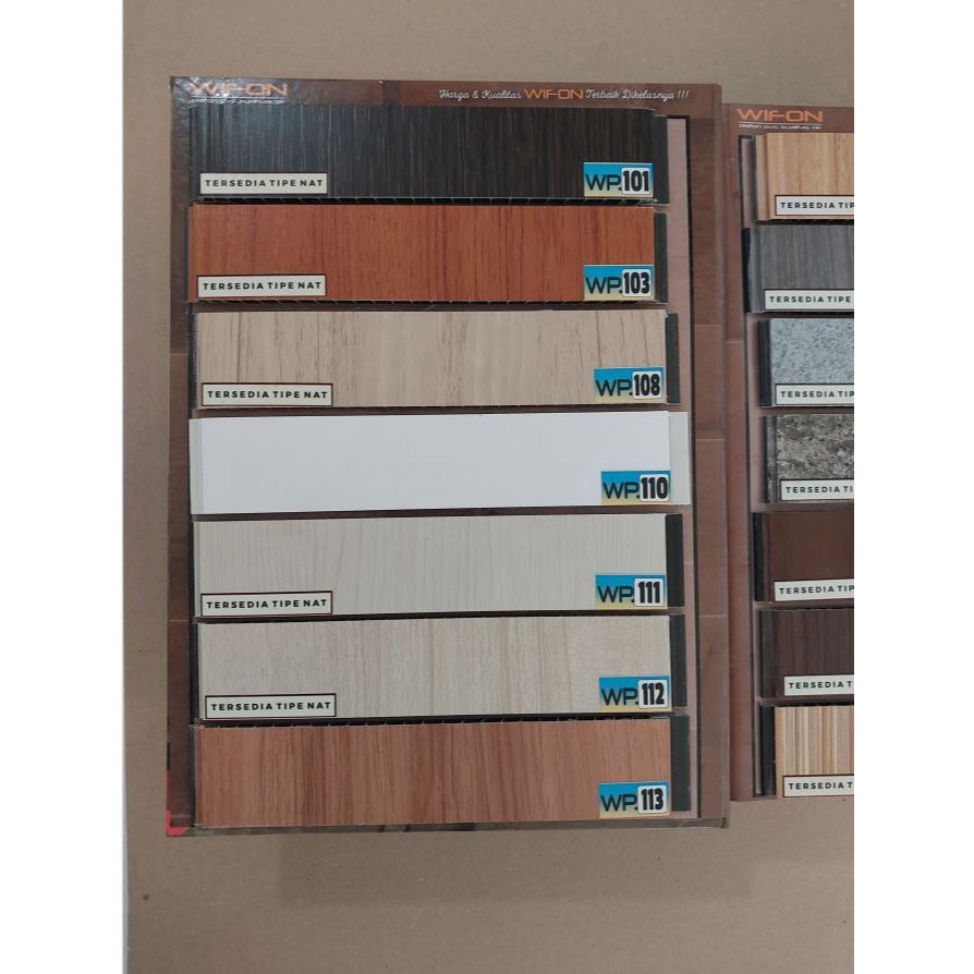 Plafon pvc motif serat kayu coklat muda doff wifon