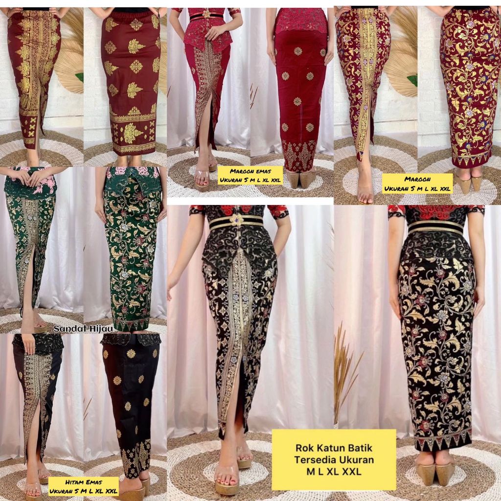 Rok Span Panjang Kamen Jadi Motif Songket Rok Batik Bawahan Kebaya Bali Prada Raja Gold Ashanti Ping