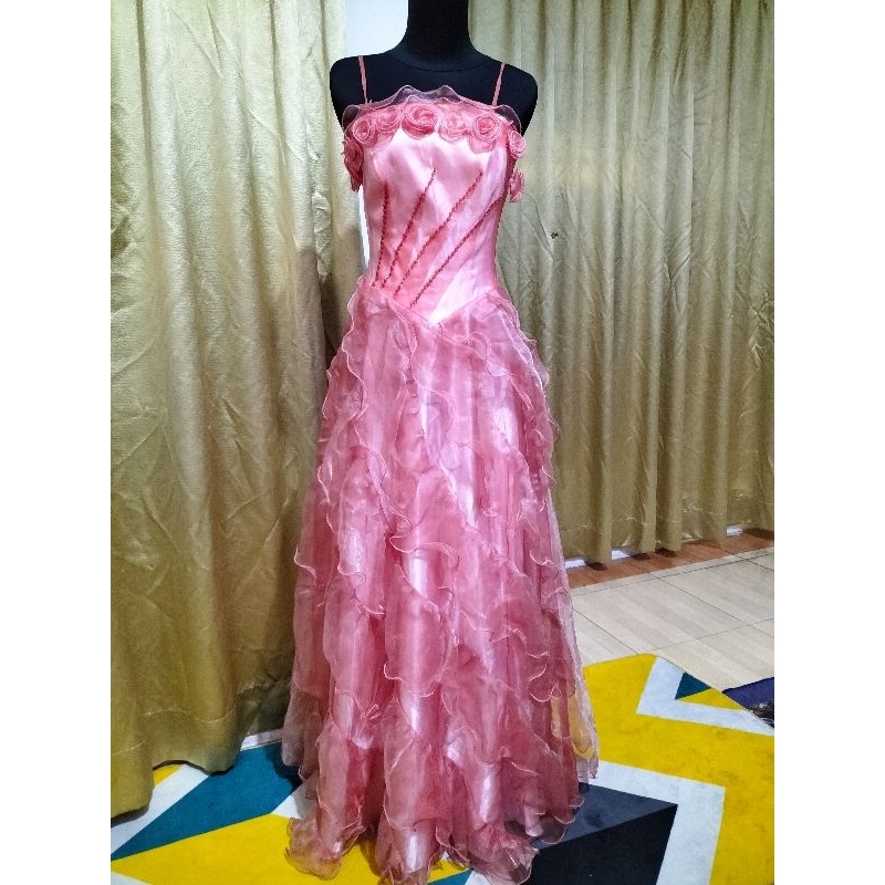 gaun pesta rosegold-peach (READY)