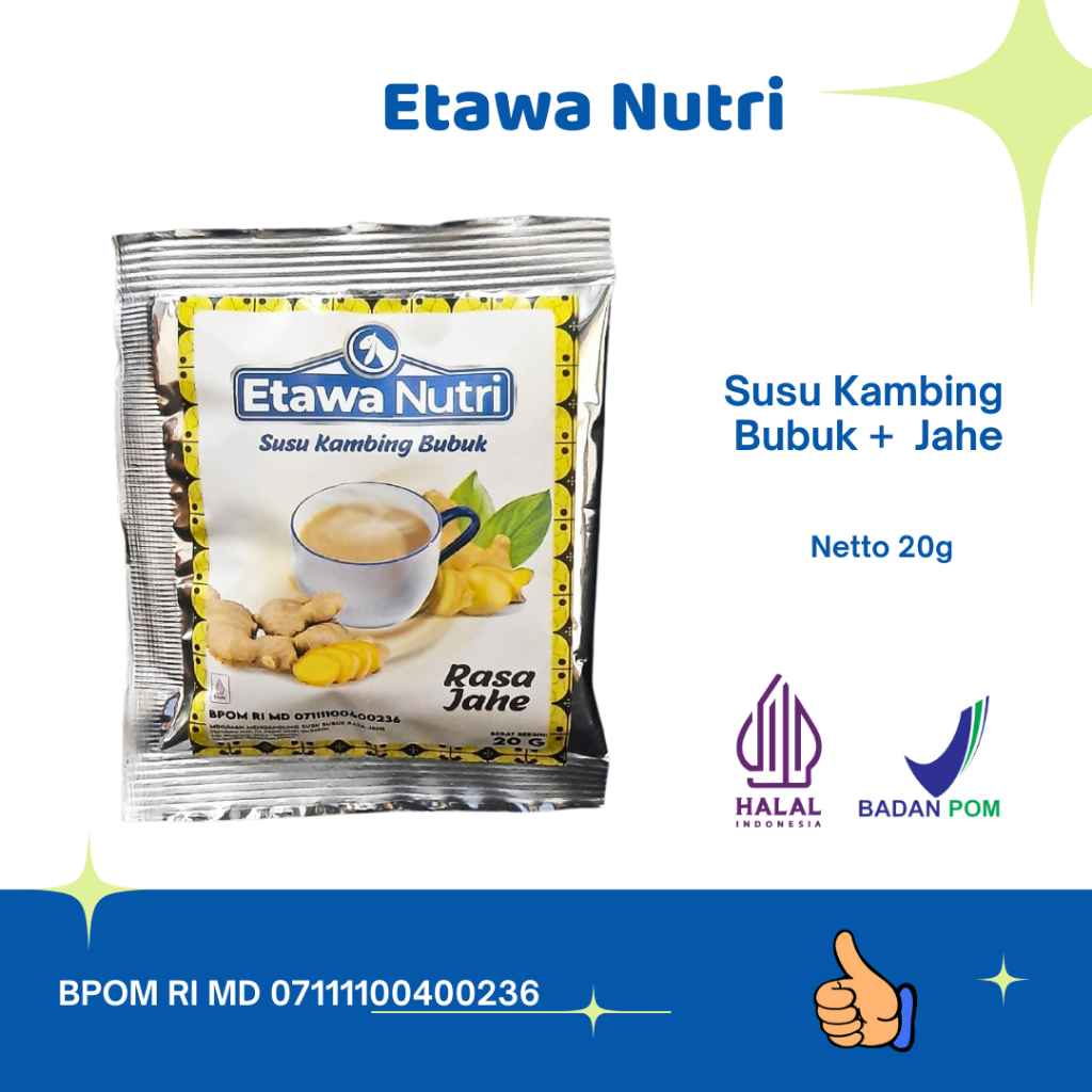 

Etawa Nutri Susu Kambing Bubuk + Jahe Kemasan Sachet