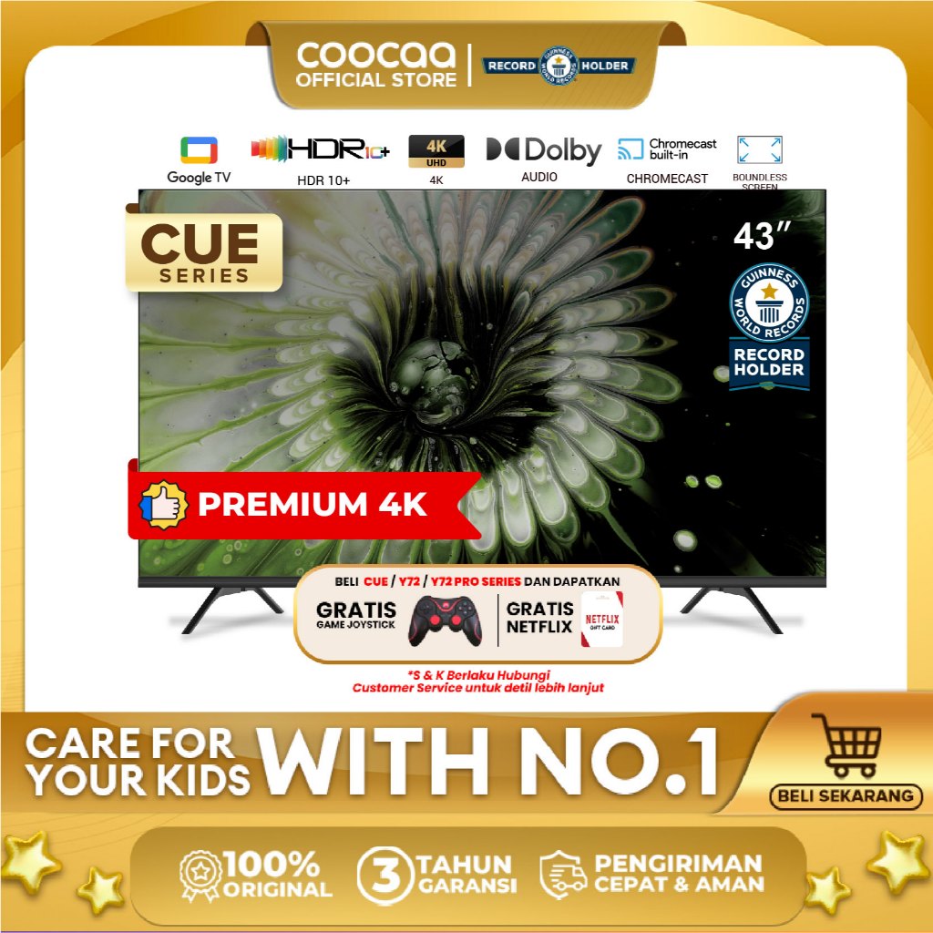 [NEW] [Google TV] COOCAA TV 43 inch - Smart TV - Digital TV - Netflix & Youtube - Google Assistant -